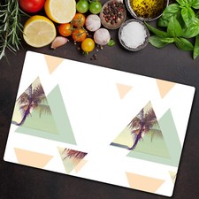 Tempered Glass Chopping Cutting Board Worktop Saver Palms Composition 80x52