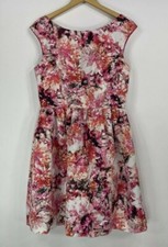 Eliza J - Fit and Flare Sleeveless Pink Floral Knee Length Summer Spring Dress