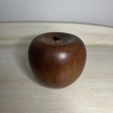 Dark Wooden Apple, Carved/turned Solid Wood, Fall Home Decor Faux Fruit, Cottage