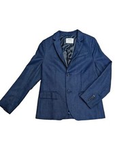 ZARA Kids Long Sleeve Jacket Blend Blazer Blue Extrafine Wool Size 10/CM 140 EUC