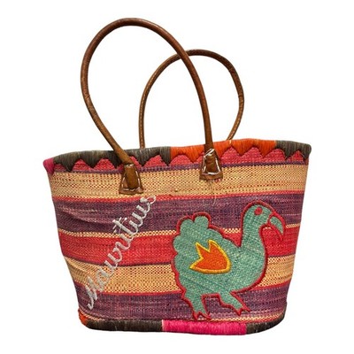 Vintage Mauritius Korbtasche Korbtasche Einkaufstasche Beuteltasche Strandtasche bunt Dodo