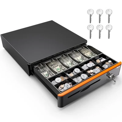 Tera 16 inch Auto Open Cash Drawer with Heavy Duty Insert Tray 5 Bill 8 Coin ...