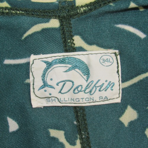 Vintage 50s Dolfin Green Printed Retro Pin Up Rockabilly Swimsuit Swim Suit 34L - Bild 6 von 7
