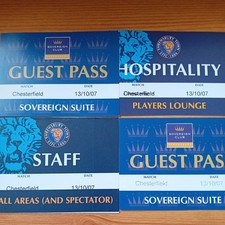Ticket x 4 2007/8 13/10/07 Hospitality/Guest/Staff Shrewsbury Town Chesterfield