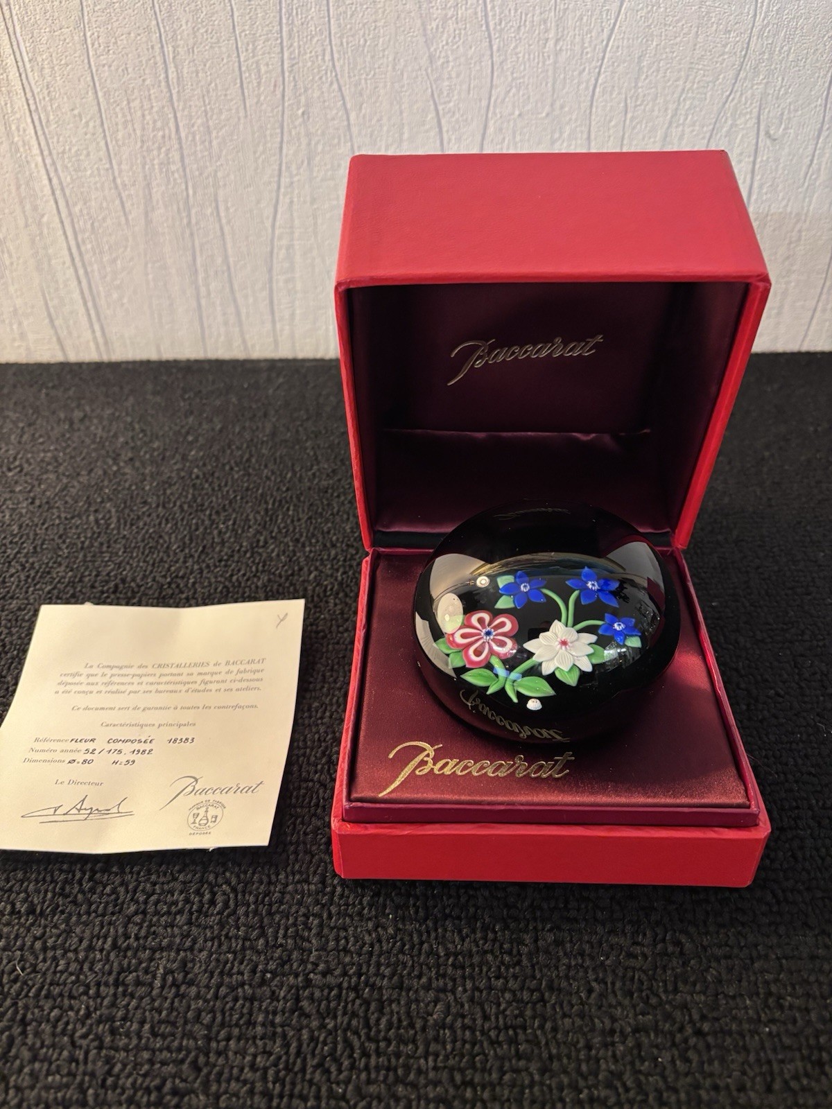 Baccarat Crystal Paperweight Composed Flowers Numbered 52/175