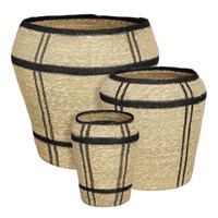 Mica Decorations Aufbewahrungskorb - 3Er-Set - H38 X Ø30 Cm - Seegras - Hellbrau