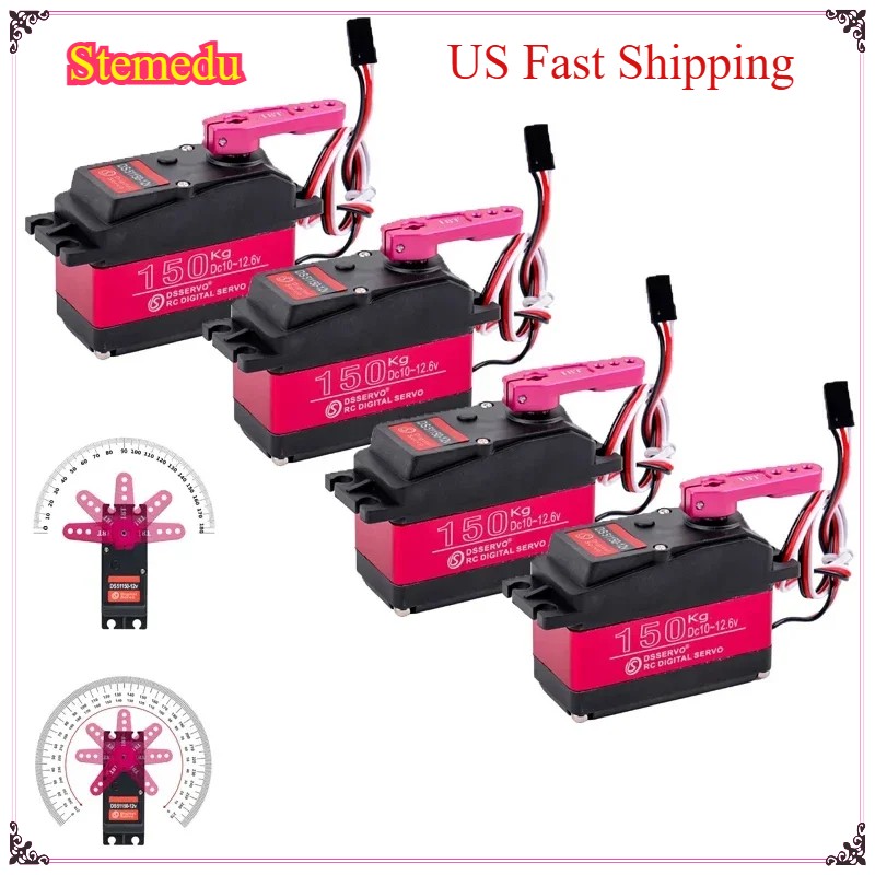 DS51150 150KG Digital Servo Waterproof IP66 12V 180/270° w/18T Arm For RC Car US