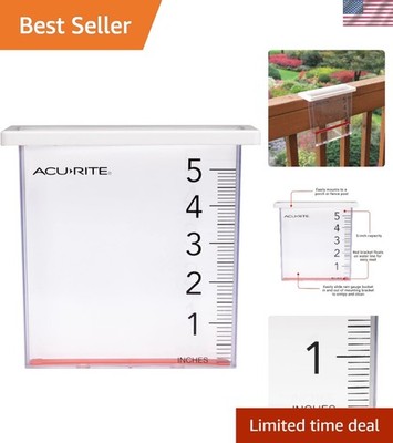 Accurate 5-Inch Waterfall Rain Gauge with Floating Red Marker for Easy Viewing