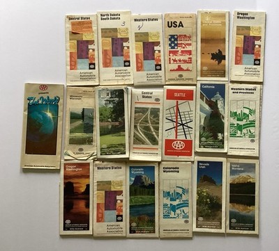 Vintage Lot Of 16 AAA- American Automobile Association Folding Road Maps 1980 s