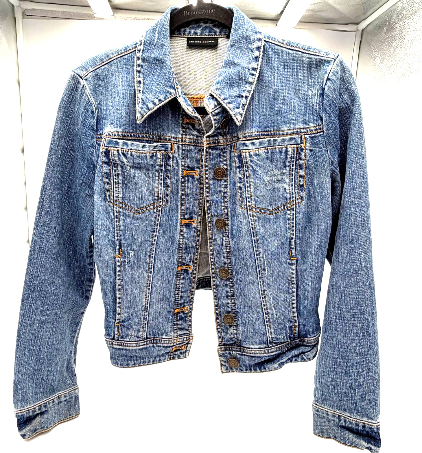 New York & Company Women’s Jean Jacket Size Small Blue Classic Denim Pre-Owned