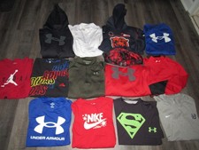 All UNDER ARMOUR ADIDAS NIKE Lot Of 13 Shirts Hoodies Sweatshirts Boy's XL 18
