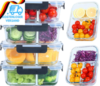 Meal Prep Boxen Glas 2&3 FäCher (4StüCk, 1040Ml) Frischhaltedosen Mit Deckel Por