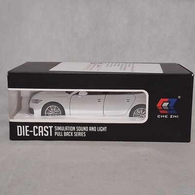 Che Zhi Audi A7 Die Cast Model Car White 1:24 Scale Pull Back New in Box