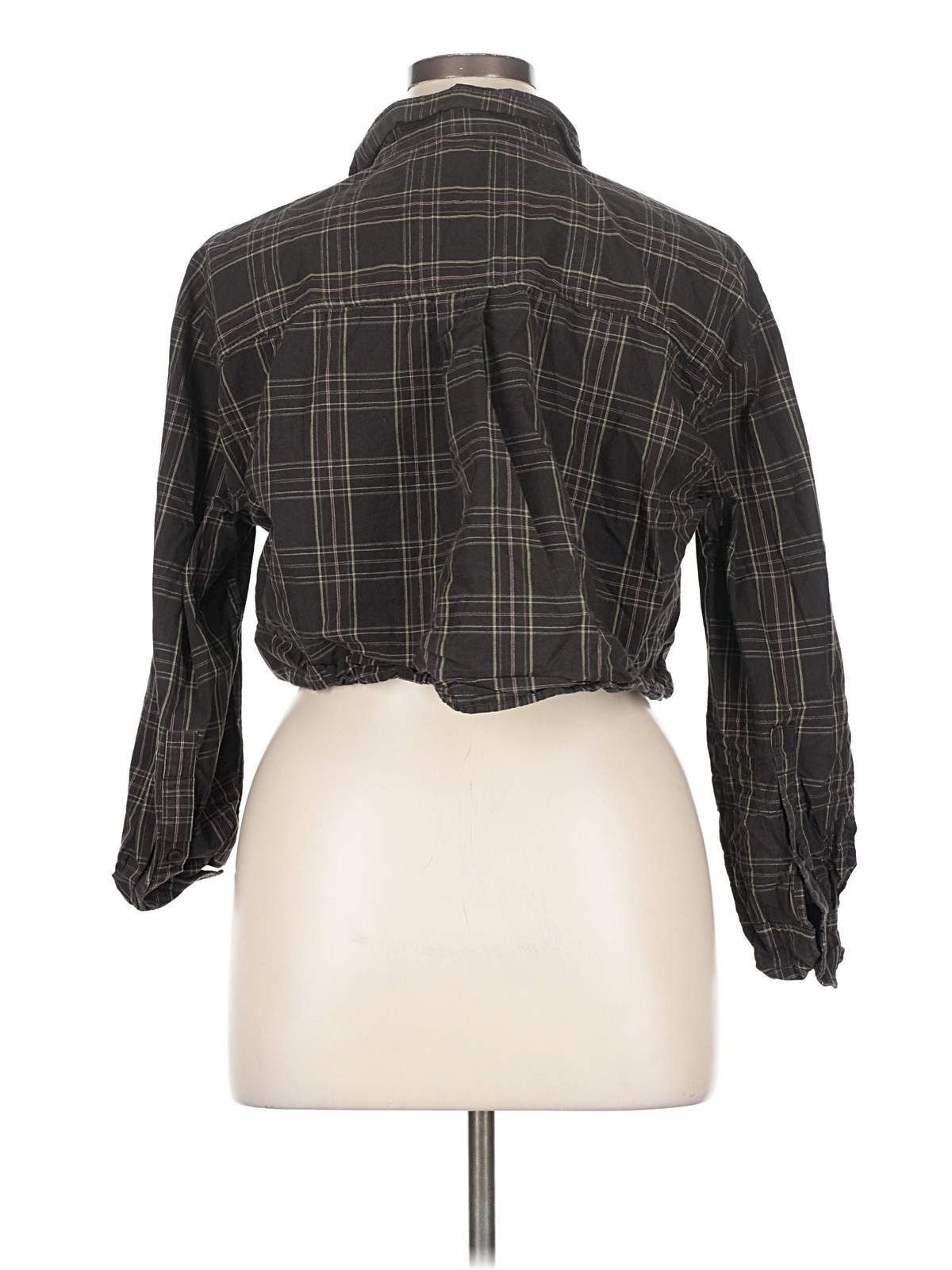 Zara Women Gray 3/4 Sleeve T-Shirt XL thumbnail 2