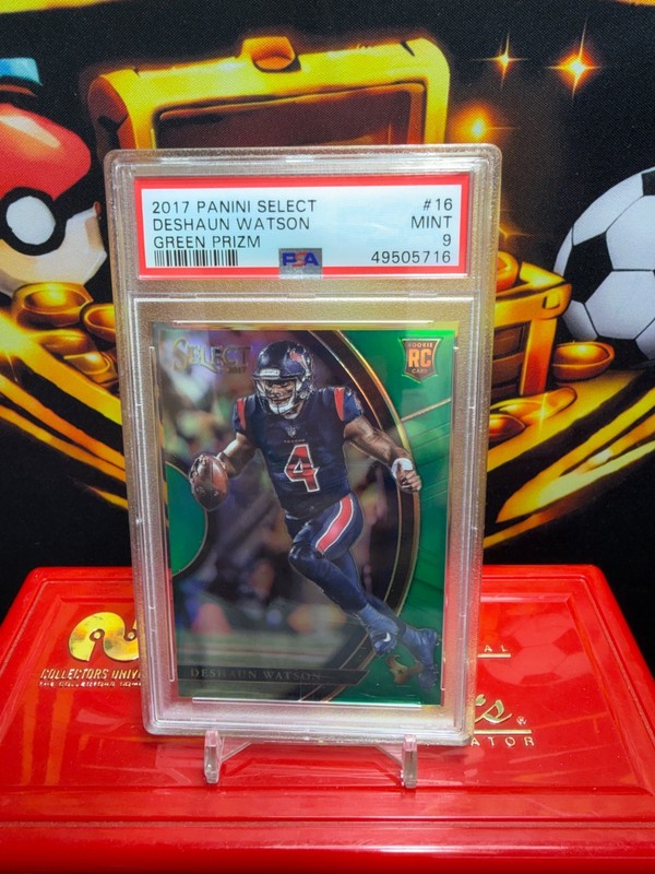 Deshaun Watson 2017 Panini Select Green Prizm 4/5 PSA 9 RC Jersey Number