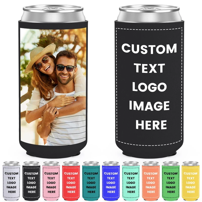 Hooami 30 Pack Personalized Skinny Can Cooler Soft Neoprene Insulator Drink