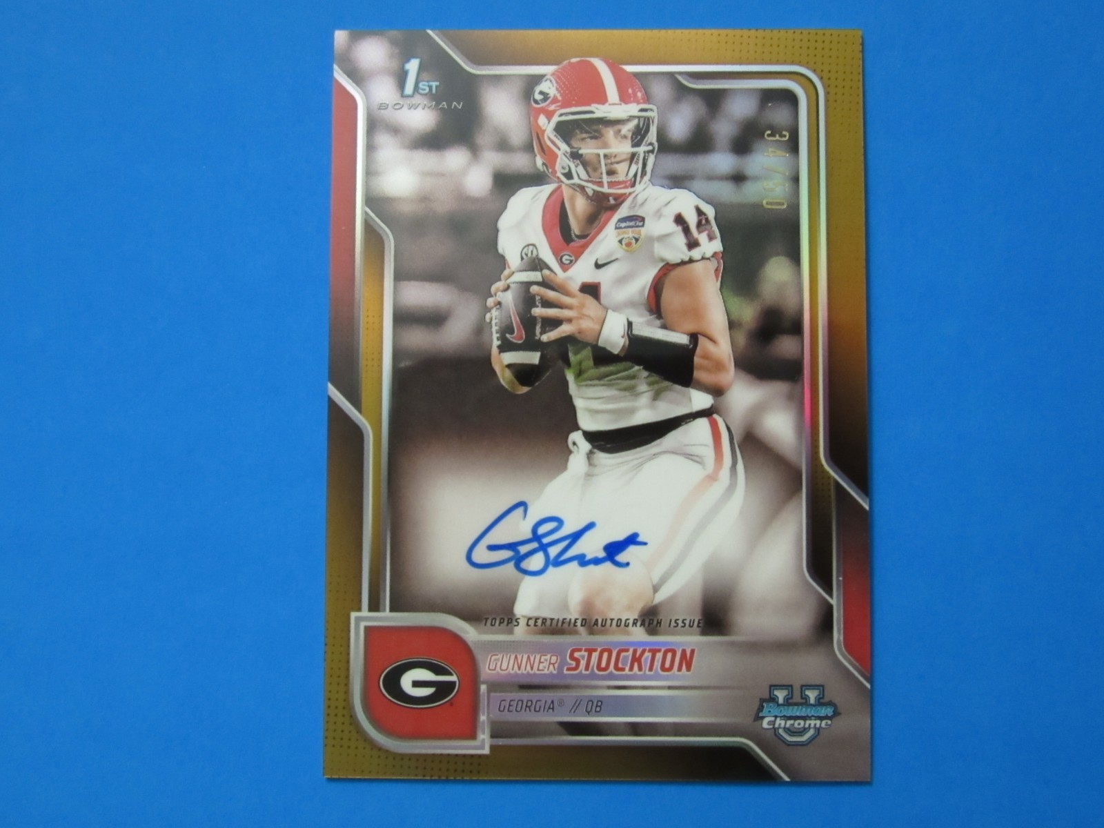 2025 Bowman Chrome U 1st True Gold Autograph Gunner Stockton Georgia 34/50!