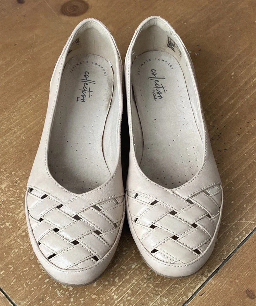 Ballerine Clarks Collection in pelle Gracelin Labirinto crema rosa taglia 8 5