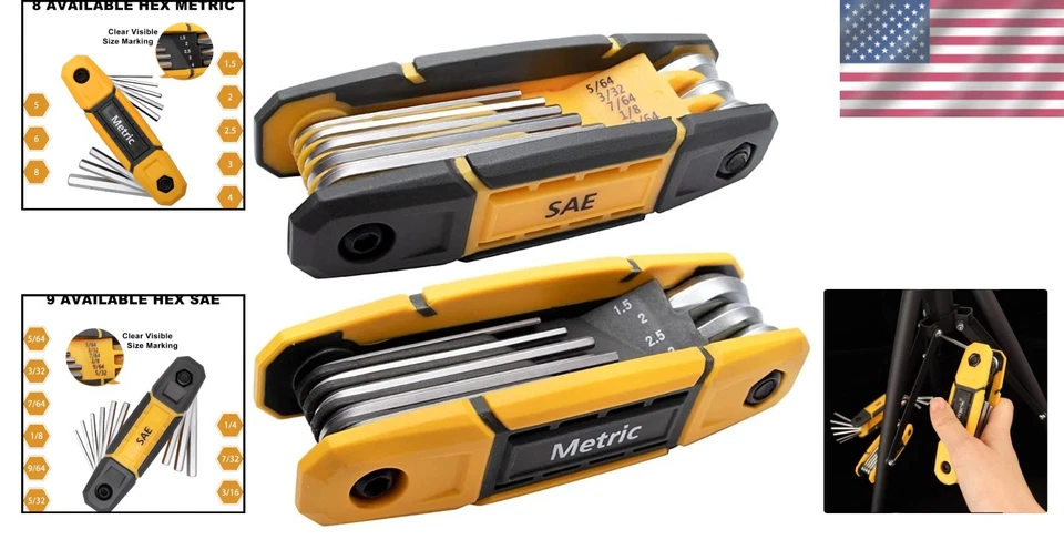 Allen Wrench Set 17pcs Folding Hex Keys for Home Repair Mechanical Tools - Image 2 of 4