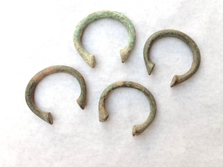 (x4) West African Manilla Currency Slave Bracelets Bronze MG123