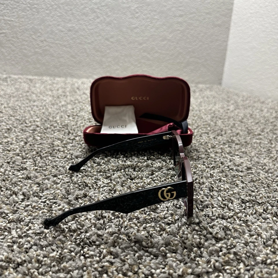 Gafas de sol para mujer GUCCI GG0998S 004 negras cuadradas 52 mm Cateye borgoña Foto 2 de 4