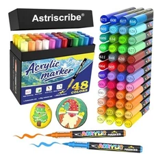 48 Colors Acrylic Paint Pens Markers, No-Bleed Brush Tip Acrylic 48 colors
