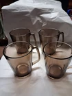 Vintage PYREX Coffee Mug Set Of 4 Smoked Amber Fireside New York Corning 1400
