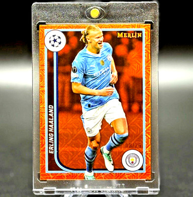 Erling Haaland 2023-24 Topps Merlin UCC #73 Orange Mojo Refractor /25 Man City