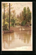 Cartolina artistica Leopoldo Metlicovitz: Il Lago 