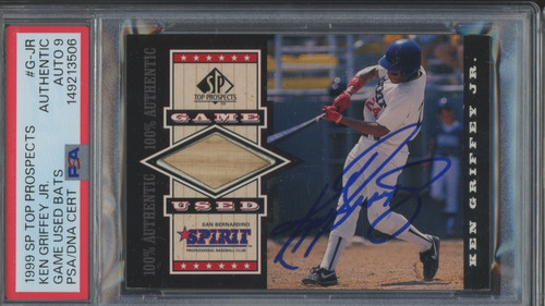 1999 SP Top Prospects Game Used Bats Ken Griffey Jr. PSA DNA Authentic 9 Auto