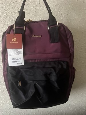 LOVEVOOK Purple/Black Hiking Backpack Fits 14in Laptop 15.5L Padded Straps