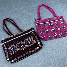 VTG TONI Embroidered Beaded Sequin Y2K Bags Colorful Boho Handbags Set of 2