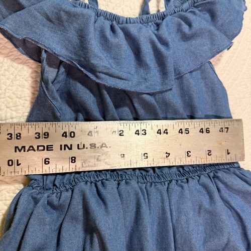 BMG, Romper , Daisy Trimmed Appliqué, Denim Like Material, Girls Sz 2XL - Picture 5 of 9