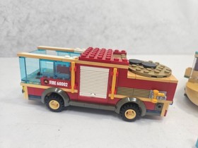 LEGO City Custom Vehicle Lot Modified Fire Truck 60002 and Service Pickup Truck