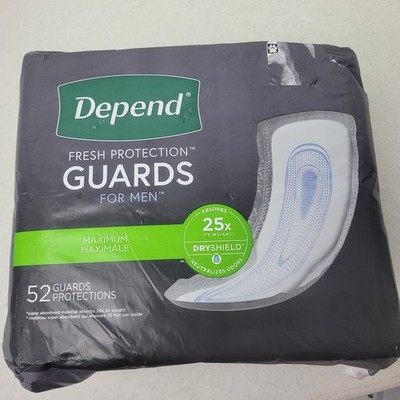 Depend Fresh Protection Guards For Men Maximum 52 Count DryShield Odor Control