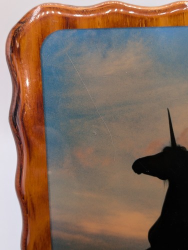 Vintage Large Wooden Unicorn Horse Art Wall Plaque Home Decor - Picture 4 of 9