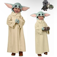 Kids Star Wars The Mandalorian Baby Yoda Child Cosplay Costume Kids Robe W/Hat