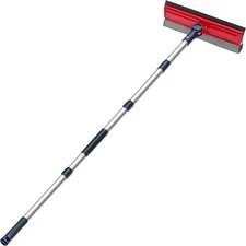 2in1 Window Squeegee Cleaner with Sponge 10in Rubber Blade and 34in Pole