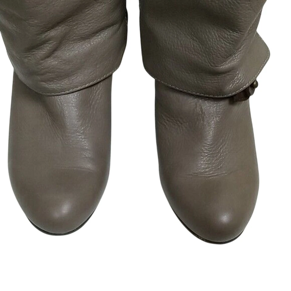 Lili Mill Lilimill Botas Mujer 8 Gris Cuero Tacón Medio Pantorrilla Botas Pull On Foto 4 de 4