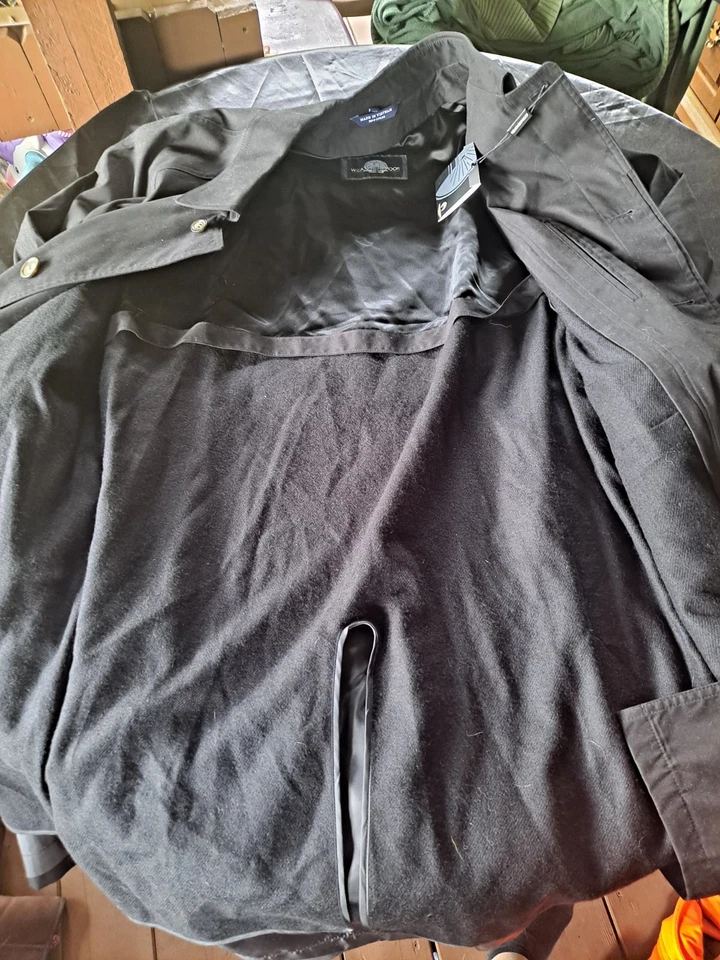 Gabardina resistente a la intemperie para hombre 46R negra larga invierno con cinturón forro extraíble Foto 3 de 4