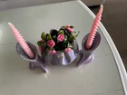 Vintage Royal Haeger Ceramic Flower Bowl With Cornucopia Candle Holders