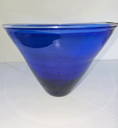 Cobalt Blue Blenko Millennium III Glass Bowl Centerpiece By Matt Carter
