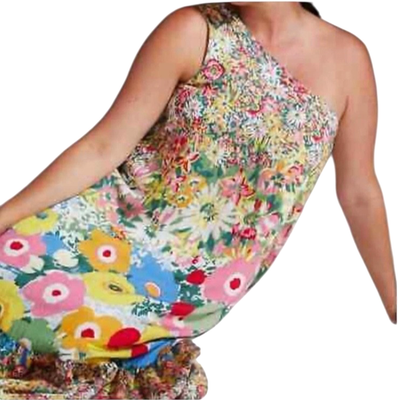 #ad SARAH CAMPBELL for ANTHROPOLOGIE Size Small Floral Hi Low One Shoulder Dress $45.00