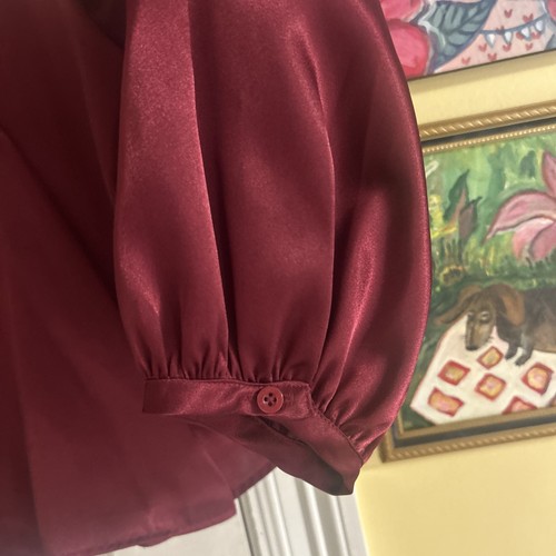 Calvin Klein Damen Bluse Weinrot V-Ausschnitt Langarm Größe 2x Neu! - Bild 5 von 9