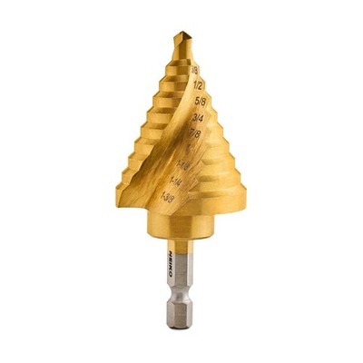 10174A Step Drill Bit, 10 Steps 1/4'' to 13/8'' Straight High Speed Steel, Tita...