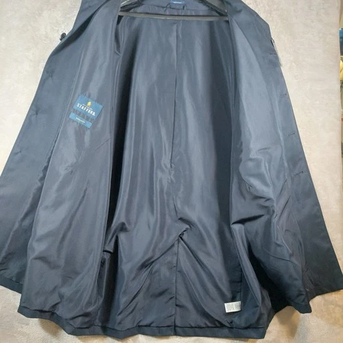 Stafford Rain Coat Men XXL Navy Blue Regular Fit Solid Button Front Lined New image 4