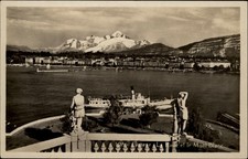 RPPC Geneva Switzerland La Rade and Mont Blanc view vintage postcard r207