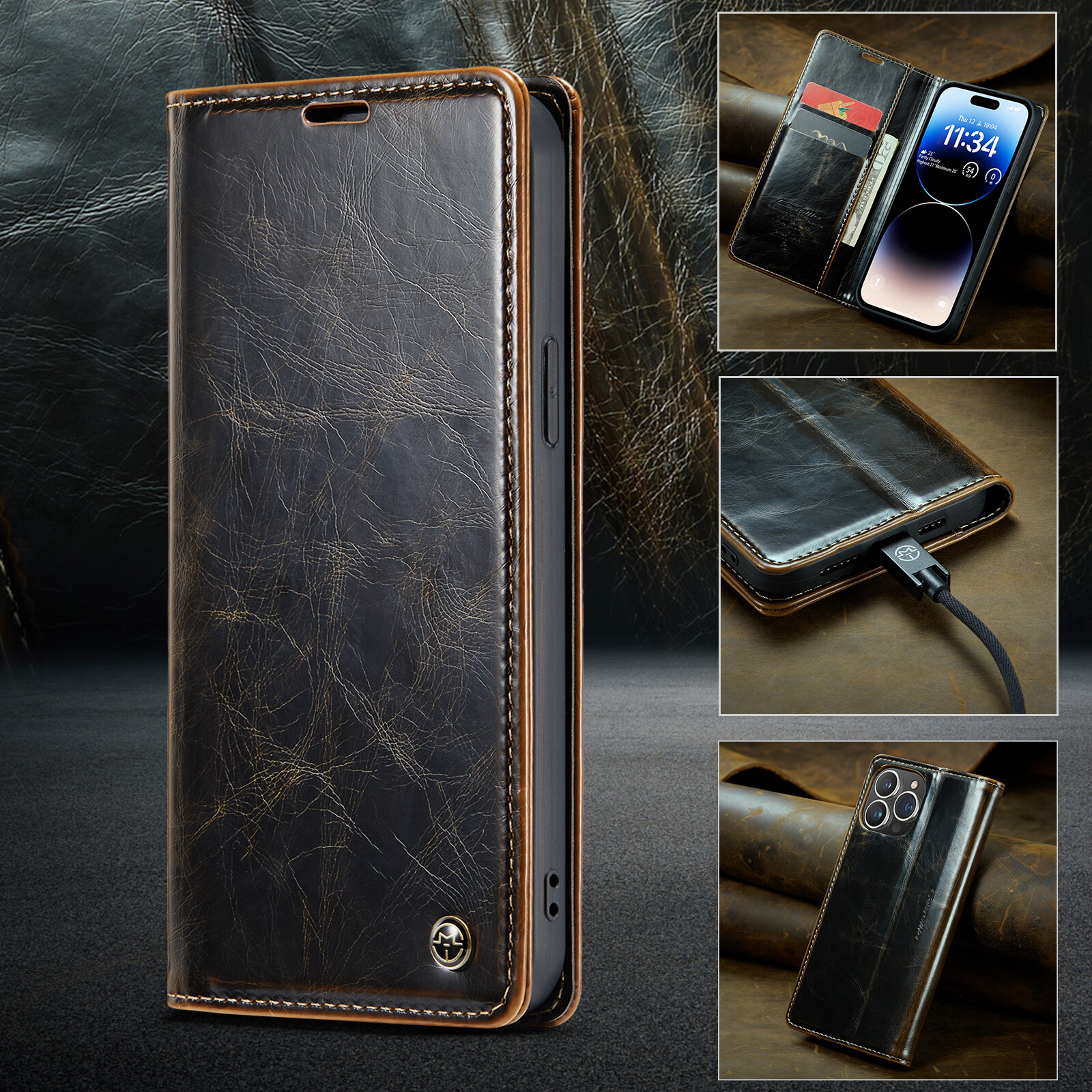 For iPhone 15 Pro Max 14 13 12 11 XS XR 78+ Leather Wallet