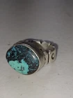 Rare Vintage BG Trujillo Native Sterling Silver Black Matrix Blue Turquoise Ring