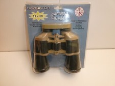NEW BINOLUX 12x50 Binoculars, Strap, Carrying Case Navigator Red Ruby Lens Camo